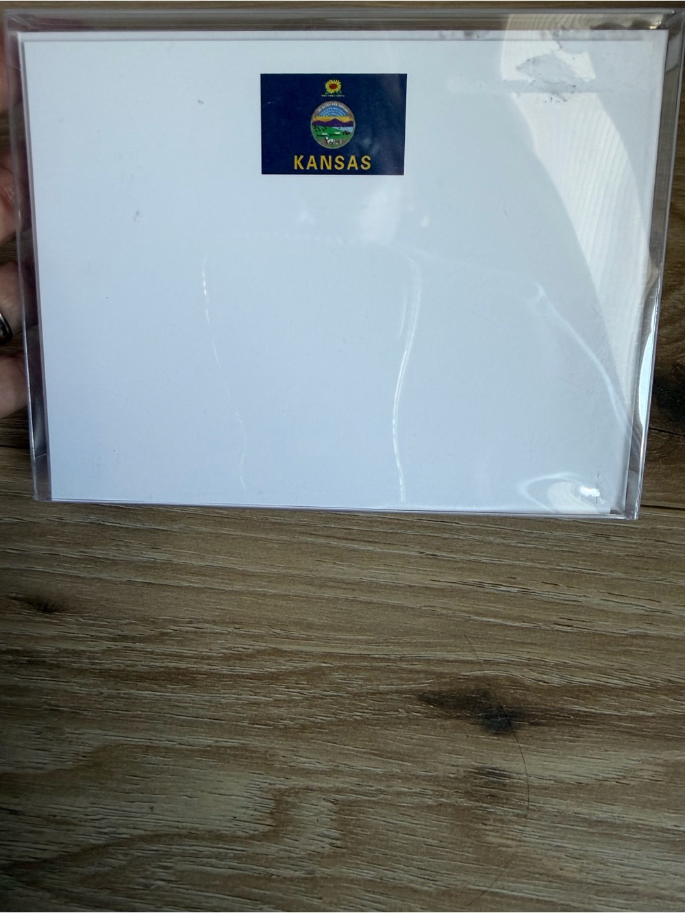 Kansas Emblem Blank Note Cards - White with Blue Emblem